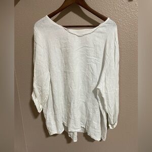 Terzo Millennio Chic White Linen  Women's Blouse Made in Italy